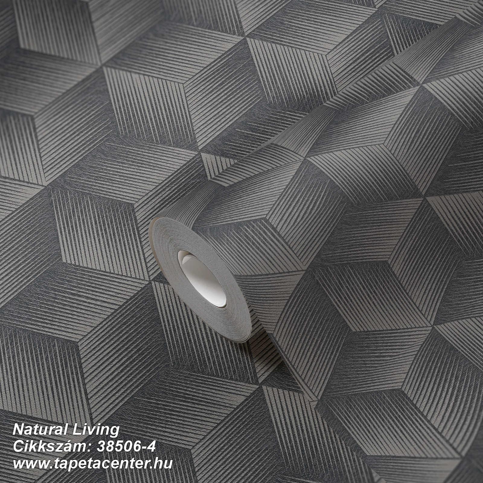 Textil hatású,geometriai mintás,fekete,szürke,lemosható,vlies tapéta 